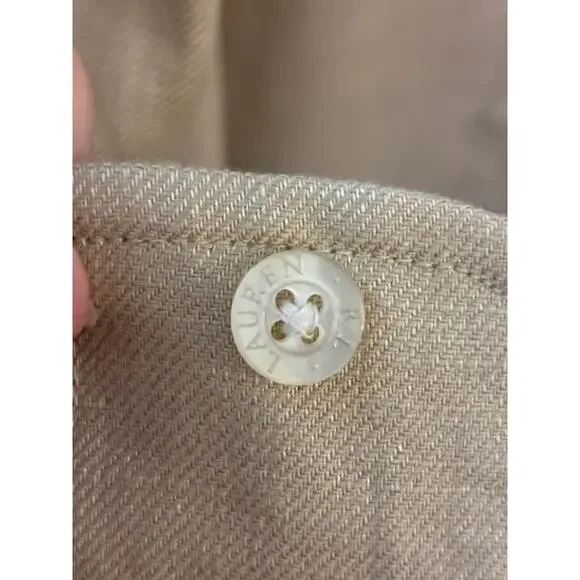 LAUREN Ralph Lauren Beige 100% Linen Button Up Shirt Blouse Size 3X - Picture 4 of 5